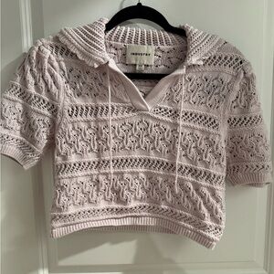 Industry Women’s Crochet Crop Sweater Blush Pink Size Small